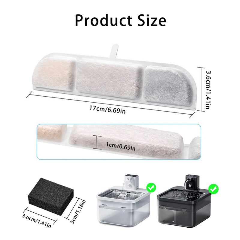 6/12 Pack Cat Water Fountain Filter Replacements