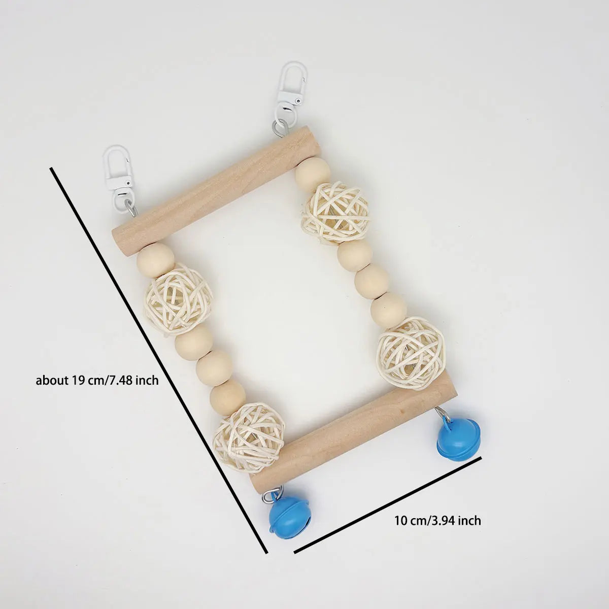Natural Wood Parrot Swing with Chewing Toy for Small Birds