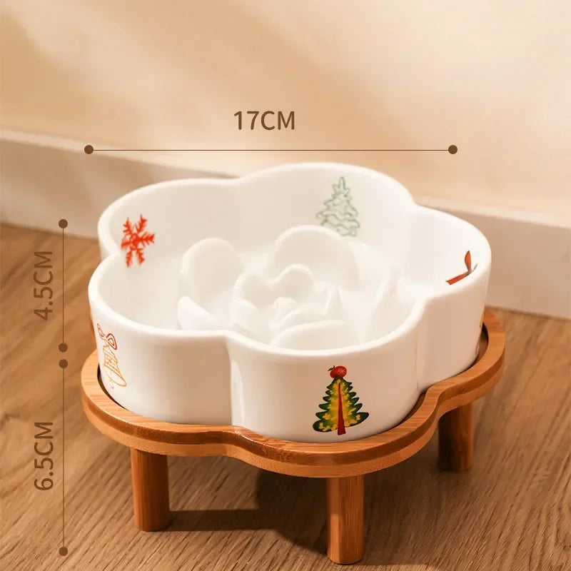 Ceramic Slow Feeder Bowl for Cats and Small Dogs