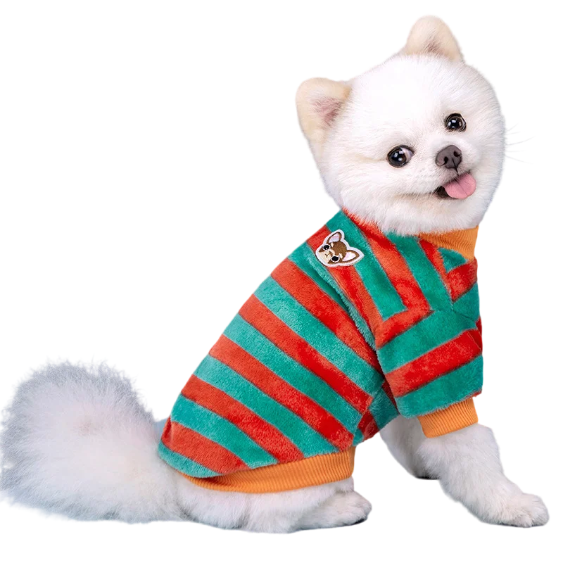 Sudadera con Capucha de Franela a Rayas Arcoíris para Perro