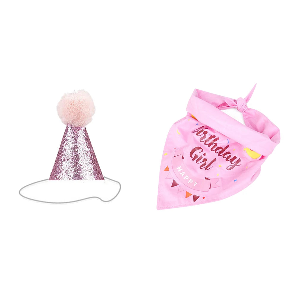 Pet Birthday Celebration Set with Hat Bandana and Bow Tie