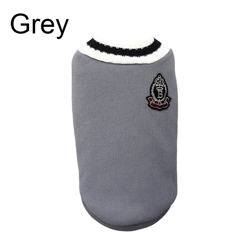 Classic V-Neck Knit Pet Sweater for Small Dogs & Cats