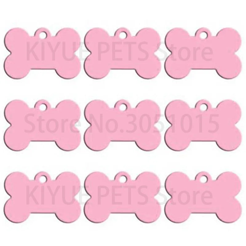 Pink bone-shaped dog ID tags for personalization