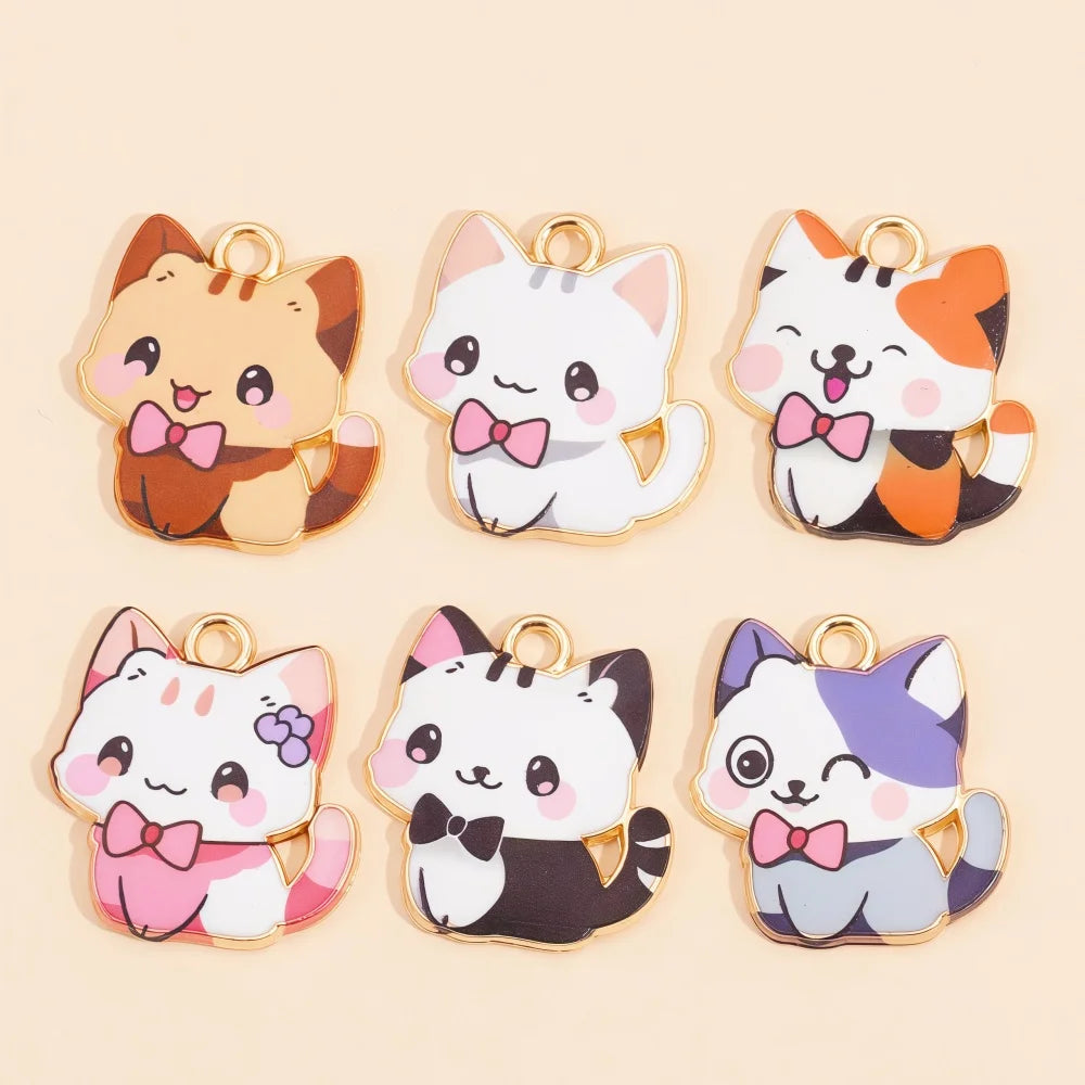 Colorful Cartoon Cat & Animal Enamel Charms for DIY Jewelry Making