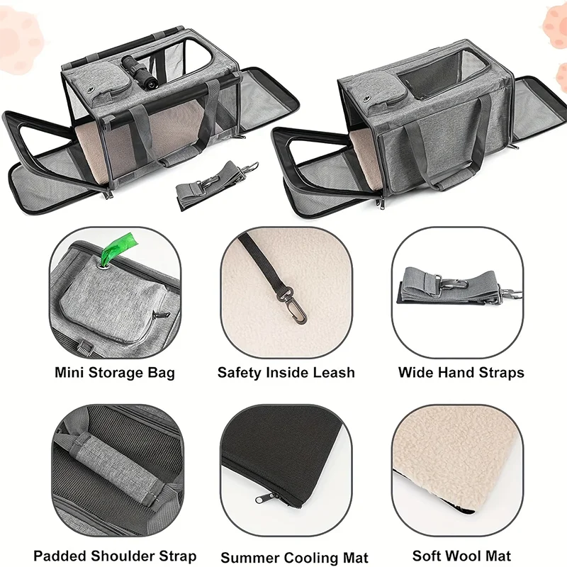 Breathable Mesh Cat & Small Dog Travel Carrier Bag