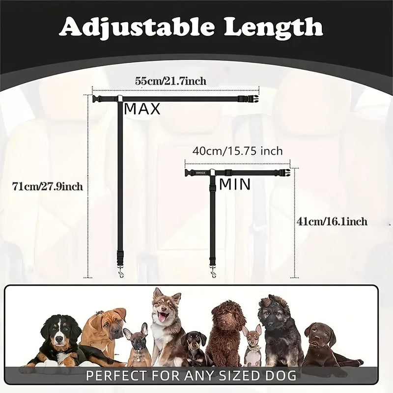 Ceinture de Sécurité Réglable pour Animaux en Voiture & Attache d'Appui-Tête