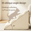 A beige pet safety ladder with a 35-degree oblique angle is shown casting a shadow on a light-colored floor.