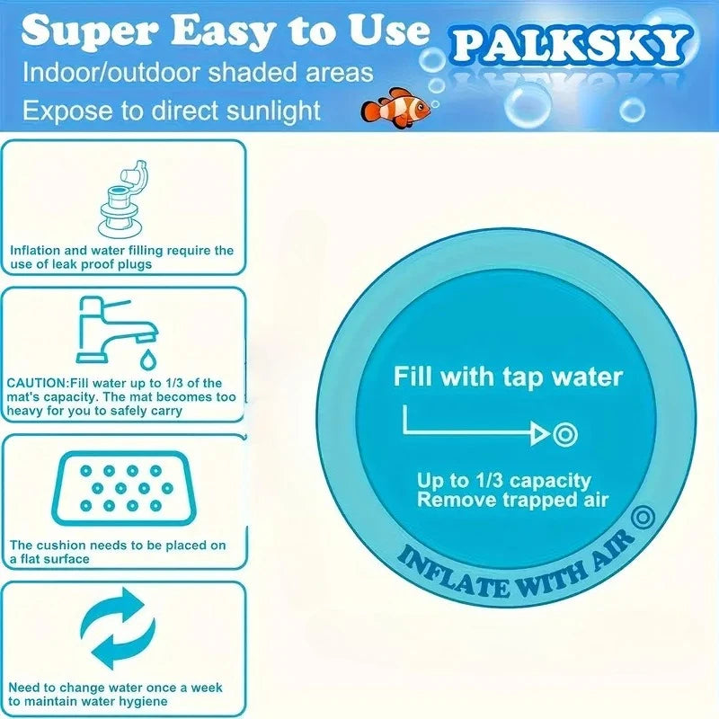 Ocean-Themed Cat Water Play Mat for Interactive Fun