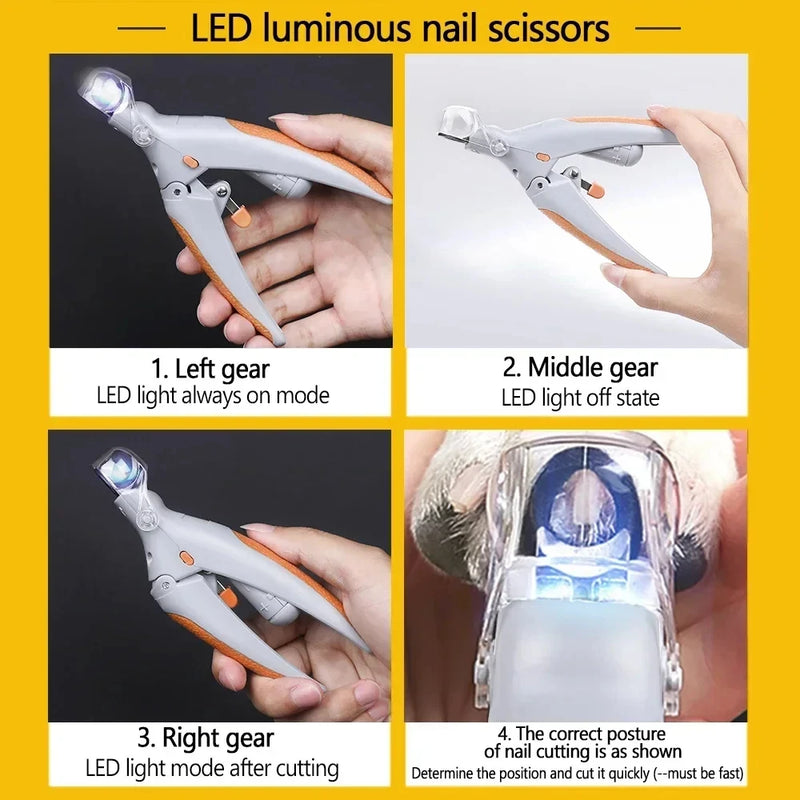 مقص أظافر الحيوانات الأليفة بإضاءة LED