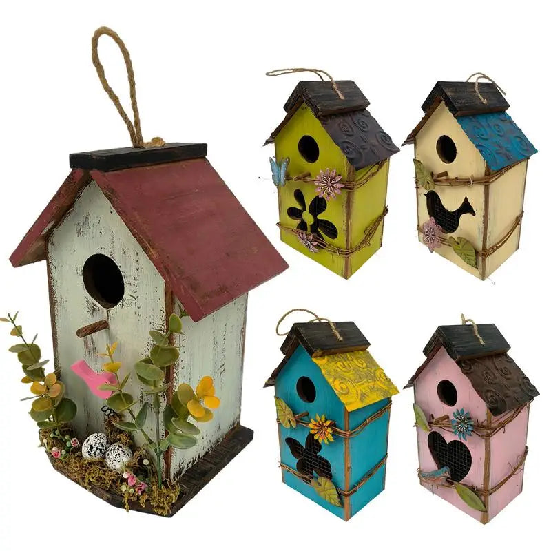 Handcrafted Wooden Hanging Birdhouse for Garden Decor