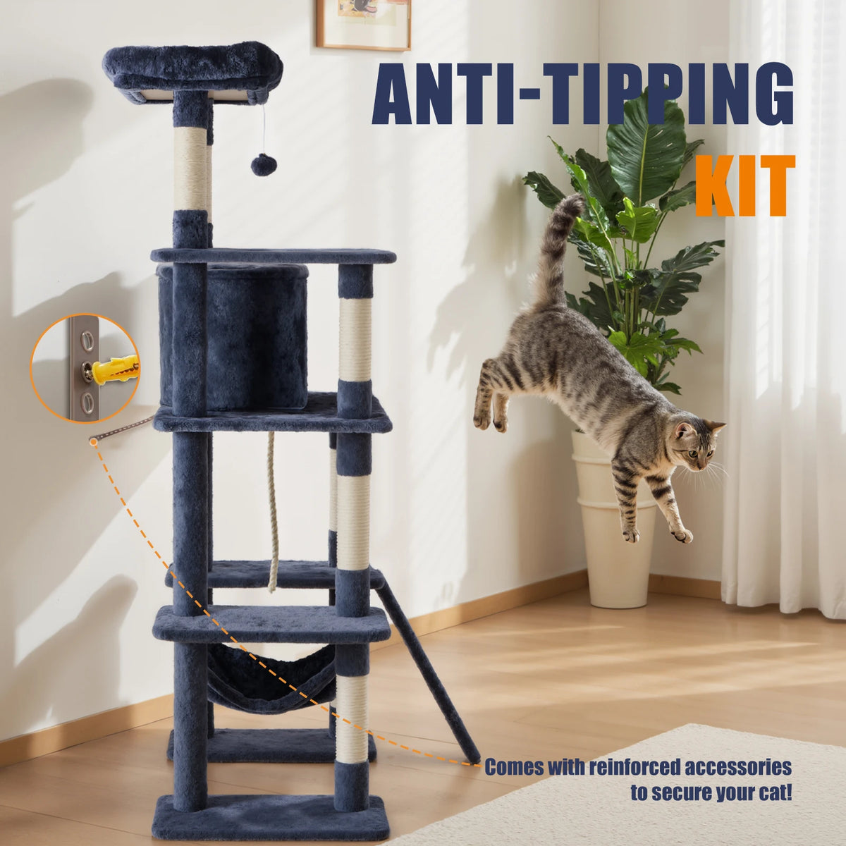 Multi-Level Cat Tree with Scratching Posts and Cozy Condos