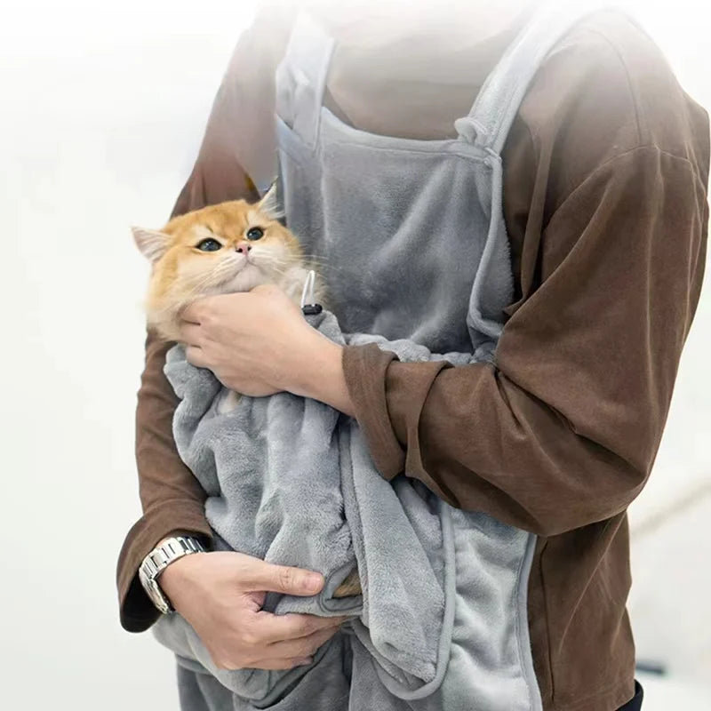 Plush Cat Carrier Apron with Cozy Sleeping Pocket for Small Pets