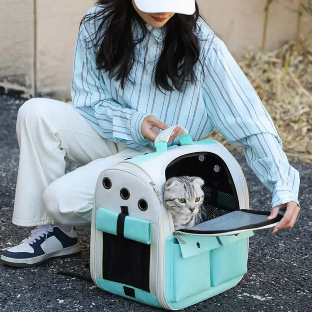 Ventilated Foldable Cat Carrier Backpack for Travel