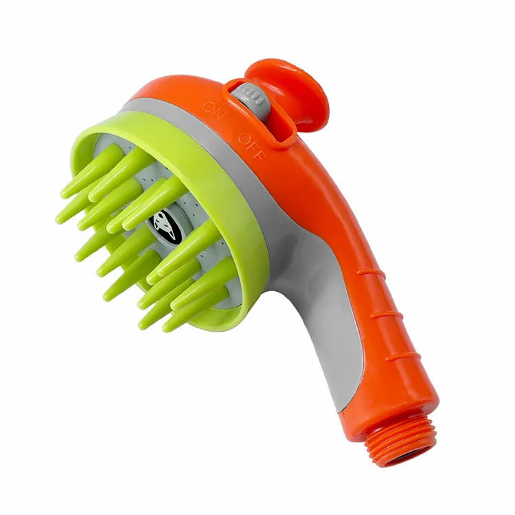 Orange and lime green pressurized nozzle for pet baths