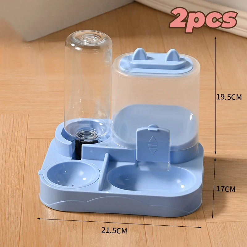 2-in-1 Pet Water and Food Dispenser with Dual Bowls