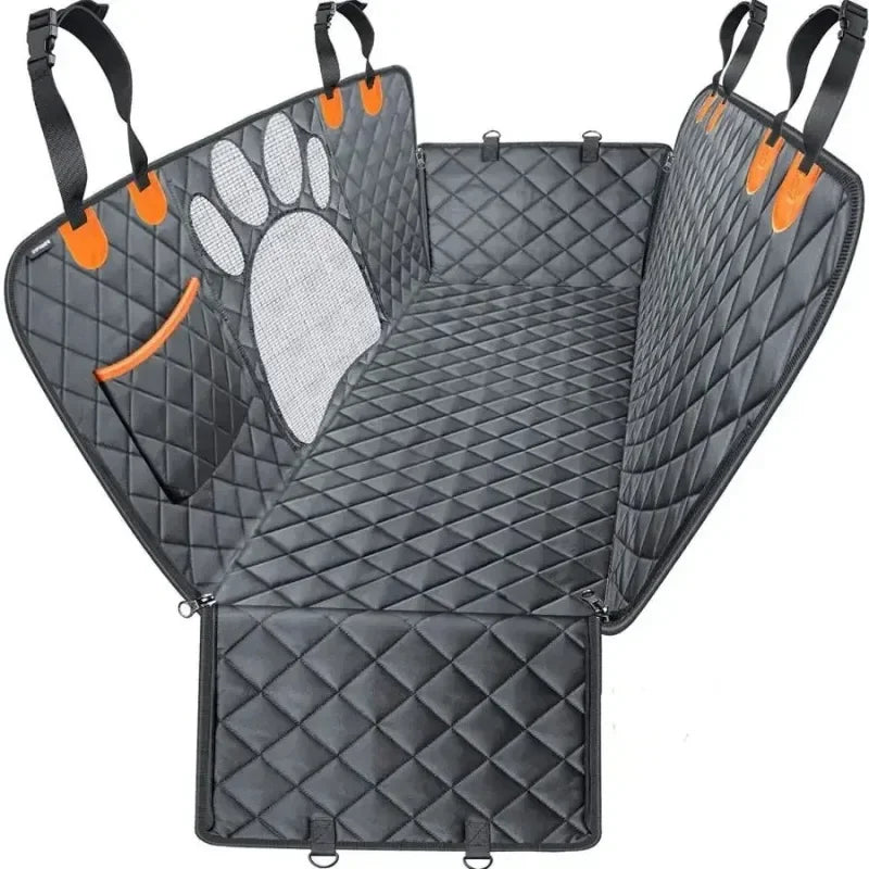Waterproof Dog Car Seat Cover with Mesh Window and Side Zippers