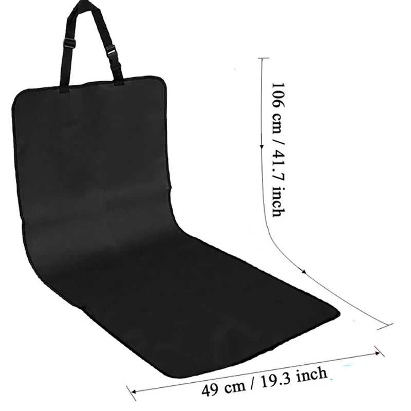 Black waterproof dog car seat hammock with dimensions 106 cm by 49 cm