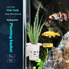 A clear plastic hydroponics planting basket with a suction cup for fish tank decoration.