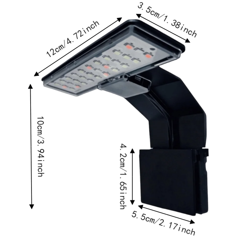 Waterproof LED Aquarium Clip Light with 3 Color Modes