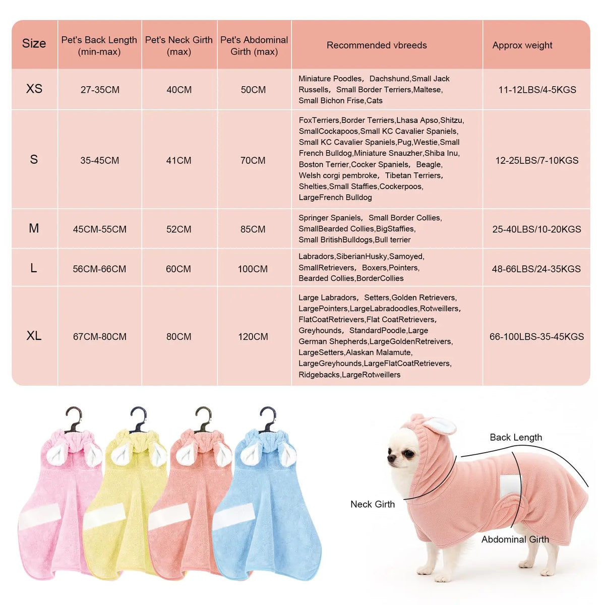 Adjustable Hooded Pet Bathrobe – Quick-Dry Microfiber Dog & Cat Towel