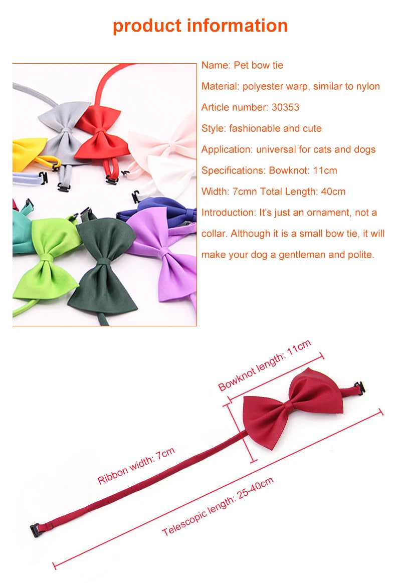 Pet Bow Tie Collar with Adjustable Strap