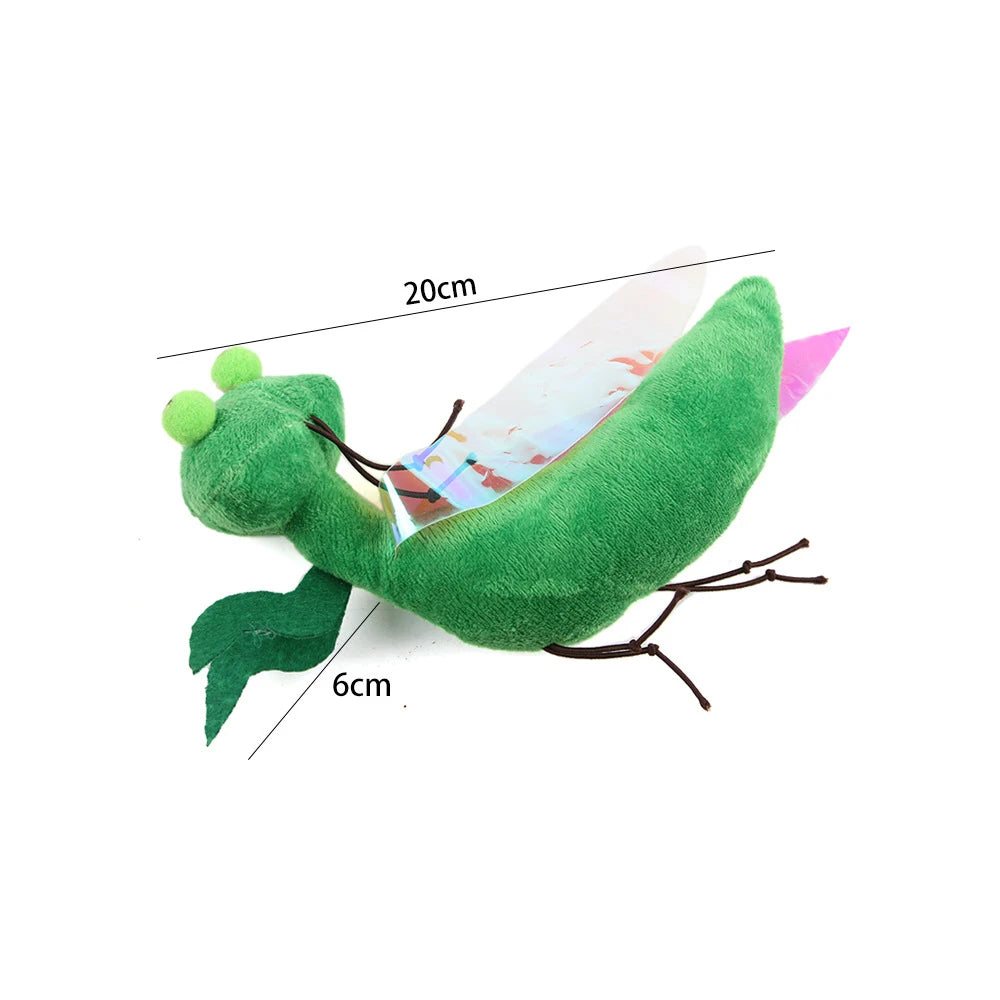 Jouet de chenille verte à mâcher avec une feuille de silvervine, mesure 20 cm de long et 6 cm pour le corps.