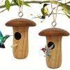 Wooden Hanging Hummingbird House with Natural Finish