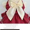 Elegant Cotton Pet Dress with Bow for Small Dogs and Cats