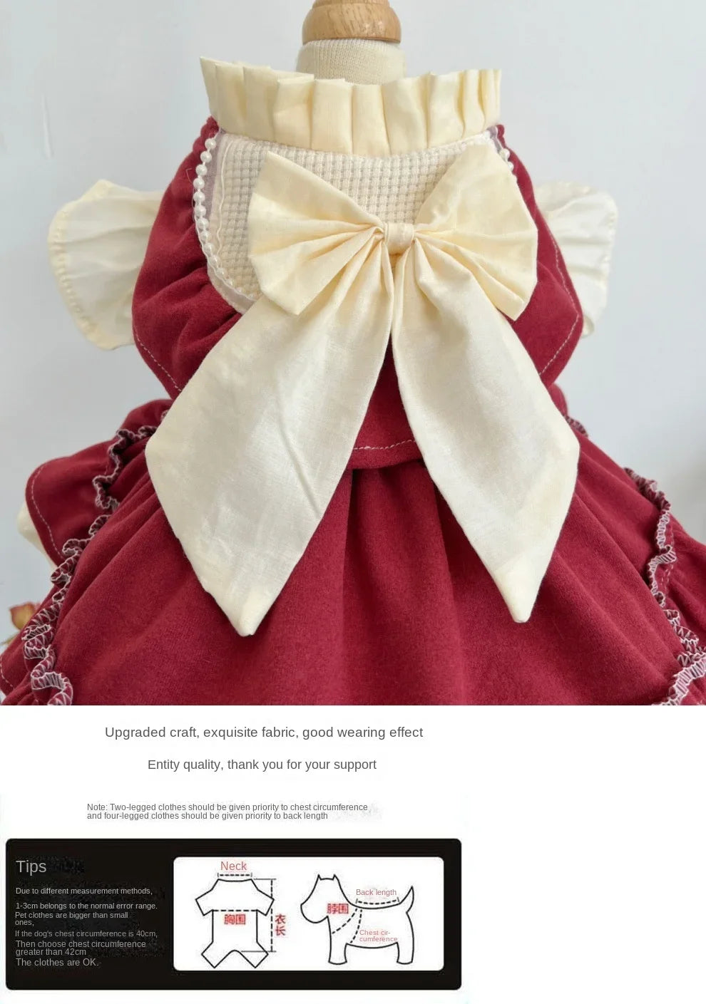 Elegant Cotton Pet Dress with Bow for Small Dogs and Cats