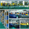 Factory interior showing workers operating a solar ultrasonic pest repeller system.
