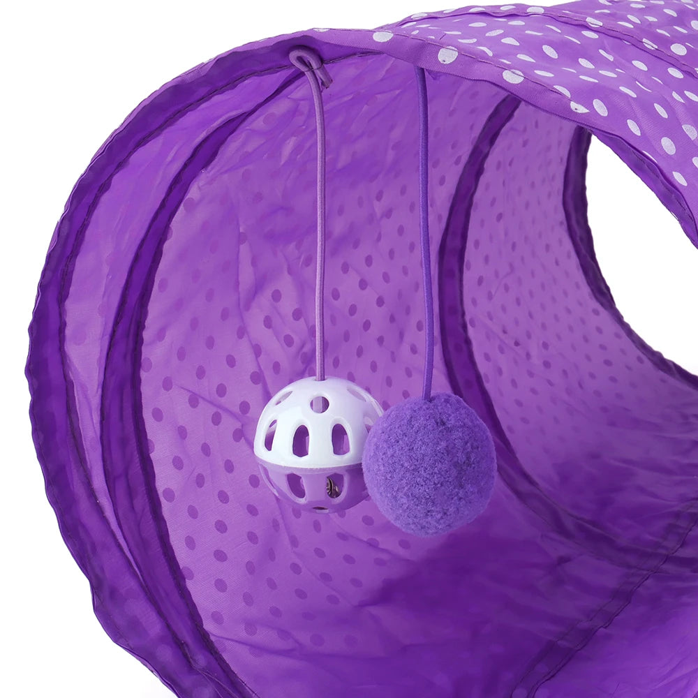 Foldable Cat Tunnel Toy with Ball