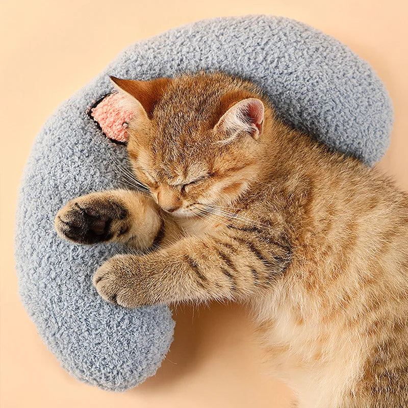 Super Soft Half Donut Cat Bed Pillow for Neck Support and Relaxation