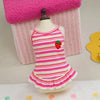 Summer Suspender Dog Dress - Striped Strawberry Print