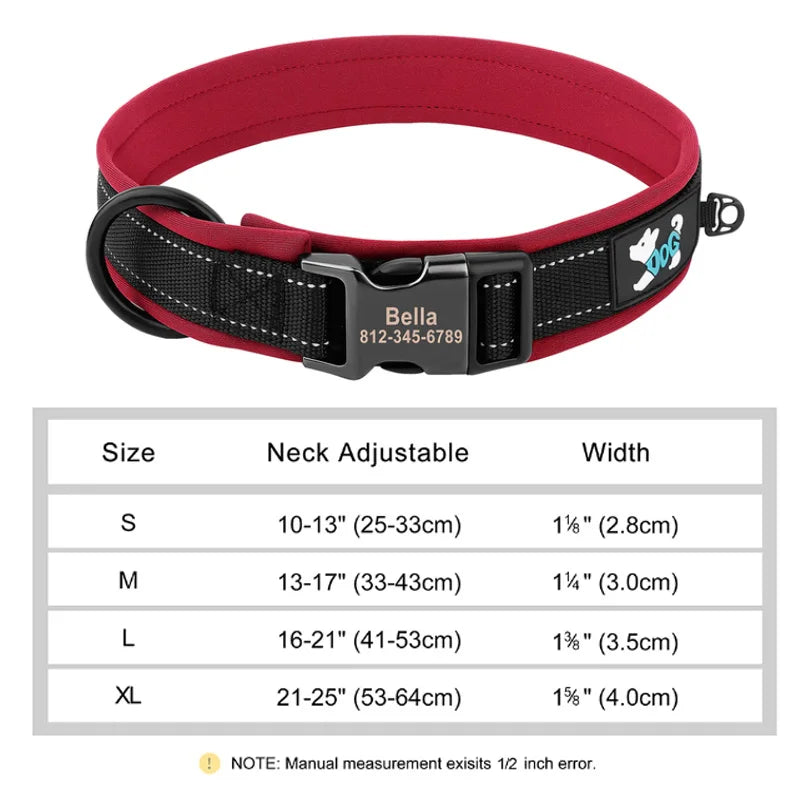 Reflektierendes personalisiertes Hundehalsband mit graviertem Anhänger