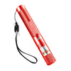 A red portable laser pointer training torch with a black cord.
