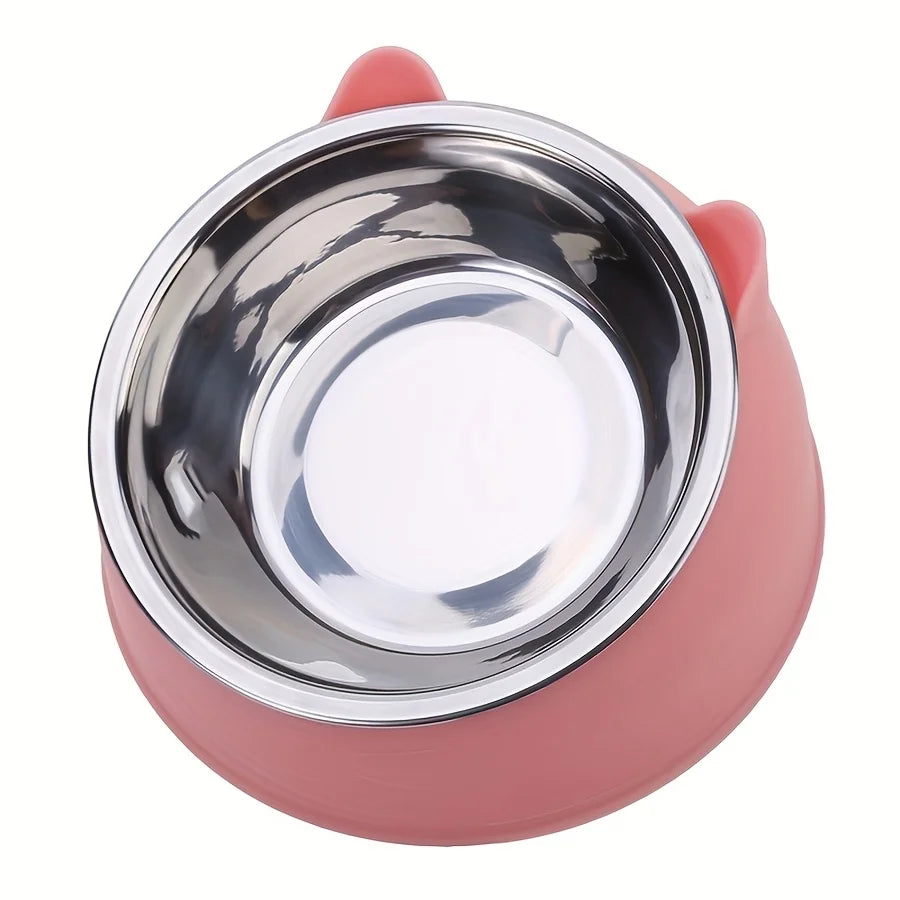 Ergonomic Elevated Cat Bowl with Inclined Stainless Steel Design