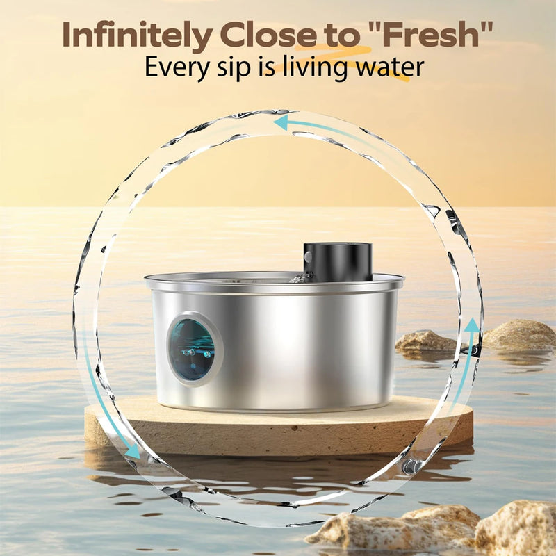 Fuente de Agua para Mascotas de Acero Inoxidable con Sensor Automático
