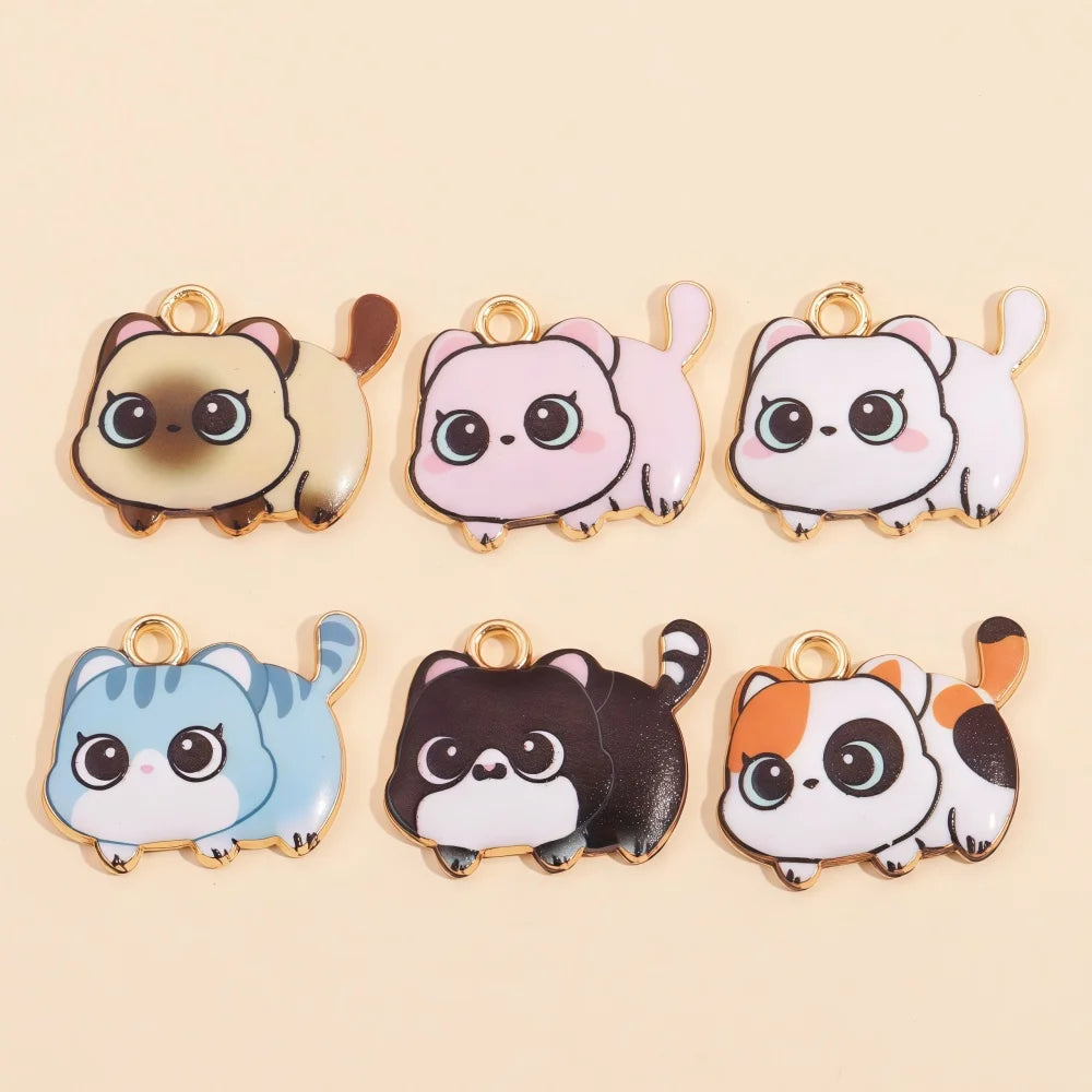 Colorful Cartoon Cat & Animal Enamel Charms for DIY Jewelry Making