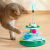 Interactive Cat Toy Tower with Turntable, Track, and Feather Balls