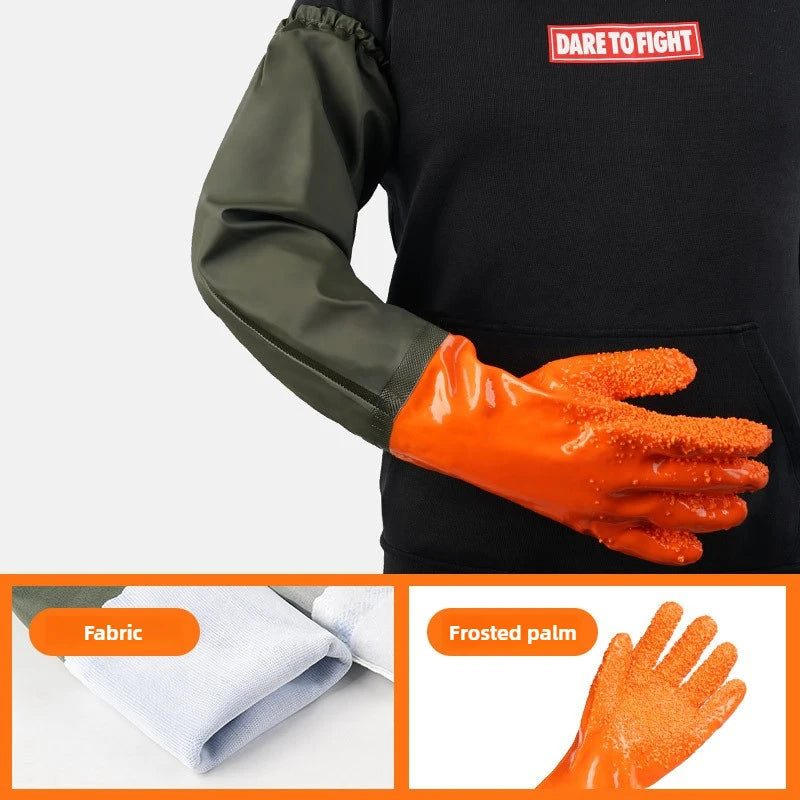 Extended Waterproof Rubber Gloves for Dishwashing, Car Washing & Labor Tasks