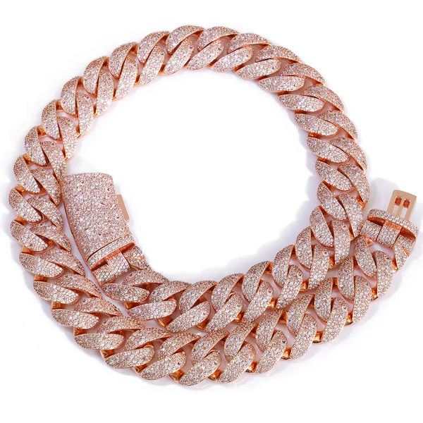 Roségoldplattierte Cuban-Kettenkette mit strukturiertem Kettendesign