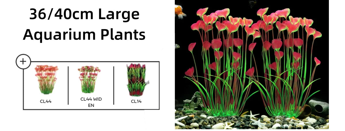 Artificial Aquarium Plants with Ceramic Base – Realistic Green Decor for Fish Tanks