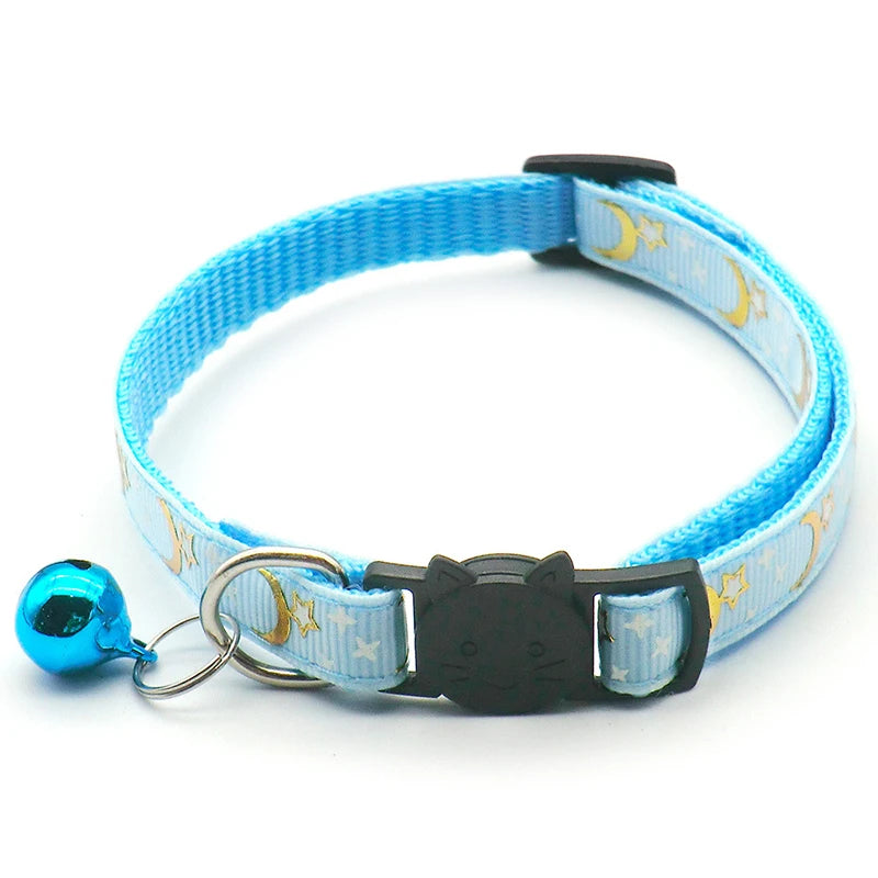 Reflective Star and Moon Cat Collar with Bell