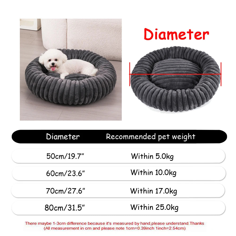 Cozy Plush Round Pet Bed for Dogs and Cats