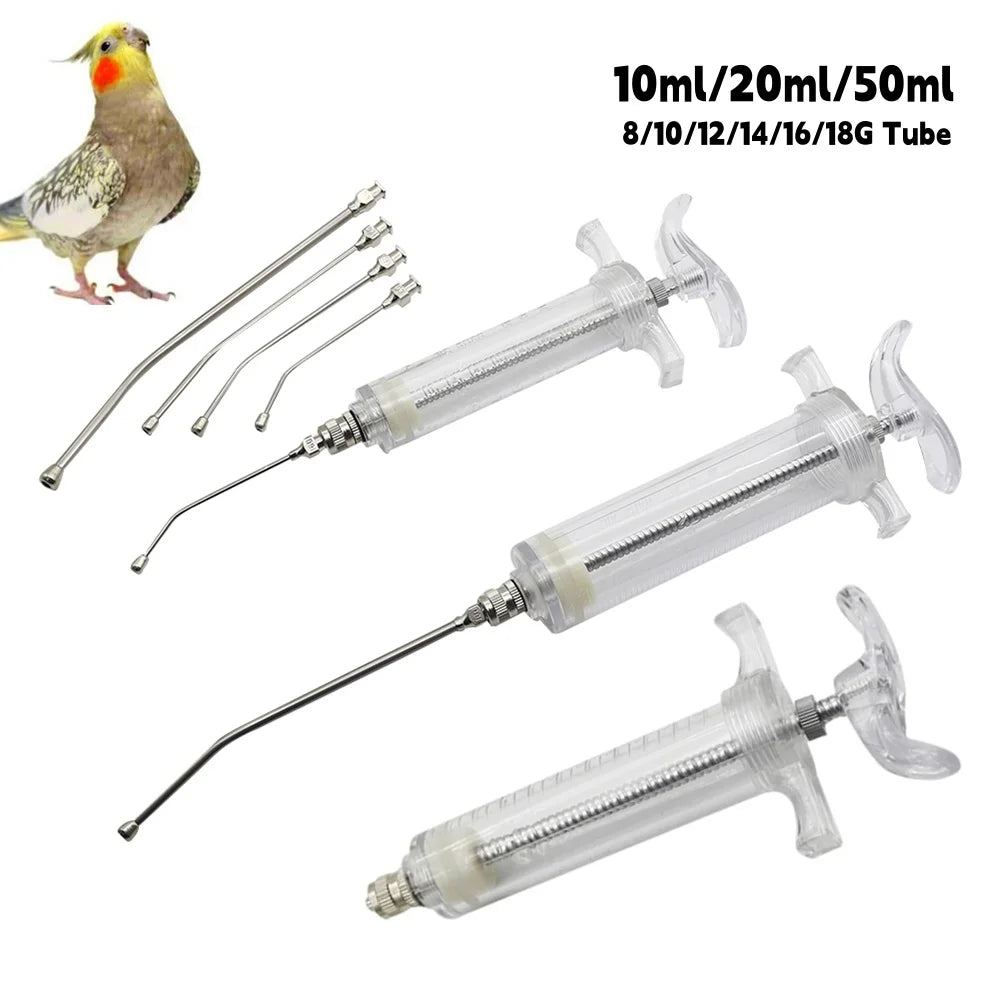 Manual Bird Feeding Syringe with Stainless Steel Elbow Tube