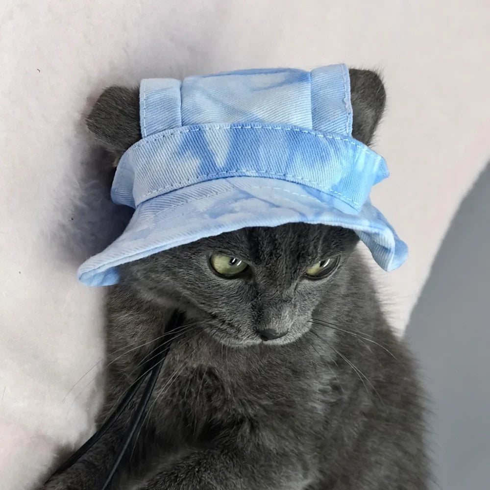 Breathable Cotton Fisherman Hat for Dogs and Cats with Ear Holes