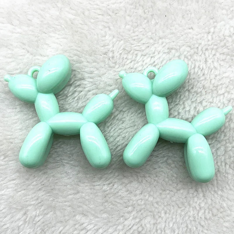Light mint green acrylic balloon dog charm pendant for jewelry making and keychains