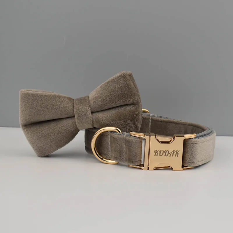 Personalisiertes Halsband, Geschirr & Leine Set mit abnehmbarem Fliegenknoten