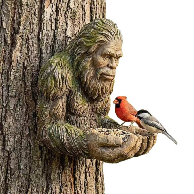 Tree Face Bird Feeder - Resin Tree Hugger Sculpture for Outdoor Garden