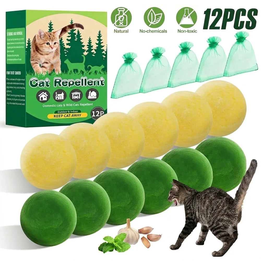 Natural Cat Repellent Balls with Mesh Bags (12 Pack)